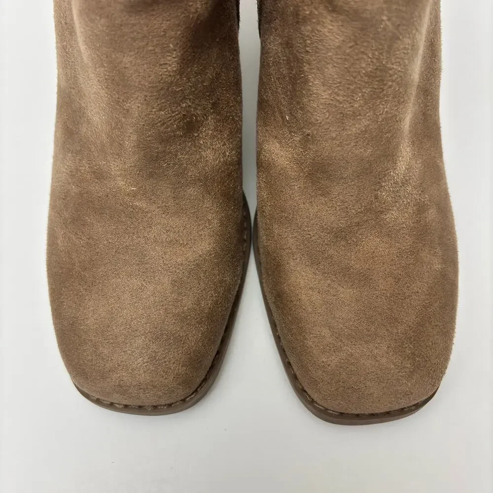 Dolce Vita Rupart Wedge Square Toe Ankle Bootie Truffle Tan Suede Women's Size 7